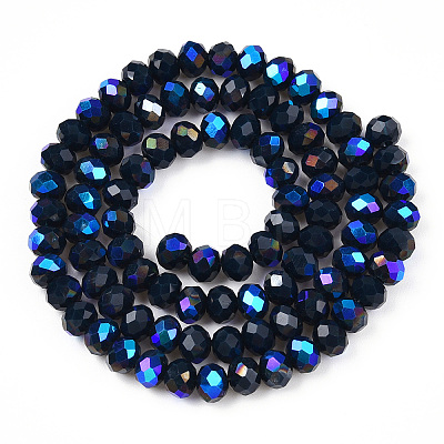 Electroplate Opaque Solid Color Glass Beads Strands EGLA-A034-P8mm-L22-1