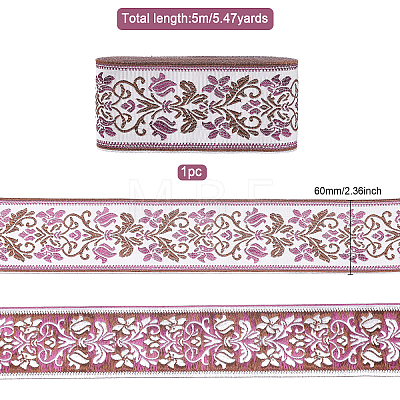 Ethnic style Embroidery Polyester Ribbons OCOR-WH0079-25D-1