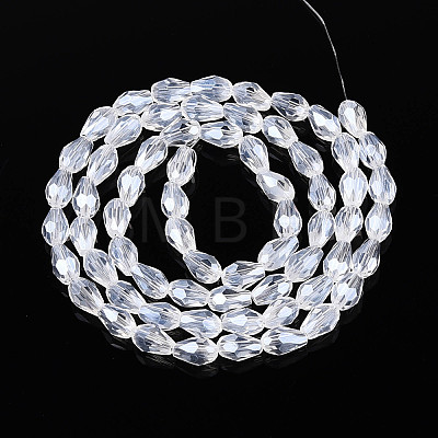 Transparent Teardrop Glass Beads Strands GLAA-T025-79A-01-1