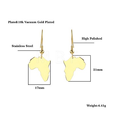 African Map Shaped Dangle Earrings DG1061-2-1