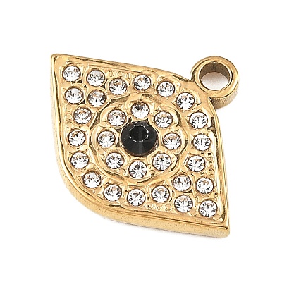 304 Stainless Steel with Rhinestone Pendants STAS-Z186-19G-1