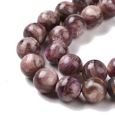 Natural Lepidolite/Purple Mica Stone Beads Strands G-G925-02A-1