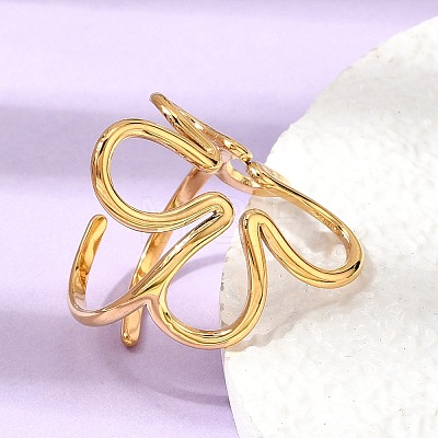 304 Stainless Steel Cuff Open Rings for Women RJEW-L342-04G-1