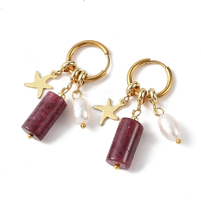202 Stainless Steel Dangle Huggie Hoop Earrings EJEW-JE07295-1