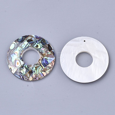 Single-Sided Natural Abalone Shell/Paua Shell Pendants SSHEL-N034-12-1