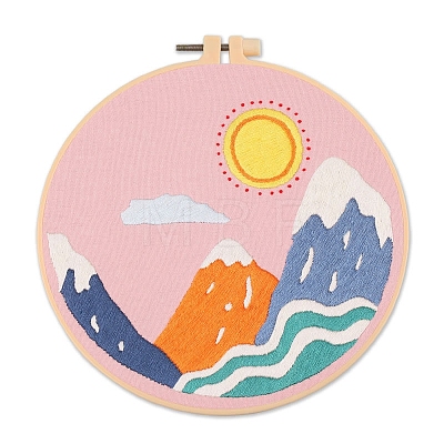 Mountain & Sun Pattern DIY Embroidery Kits PW-WG45195-03-1