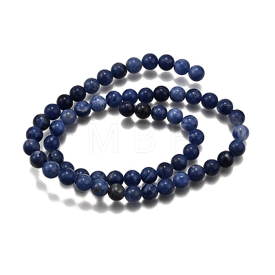 Round Natural Sodalite Beads Strands G-F222-39-8mm-1