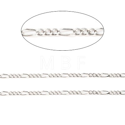 Rhodium Plated 925 Sterling Silver Figaro Chains STER-F052-03P-1
