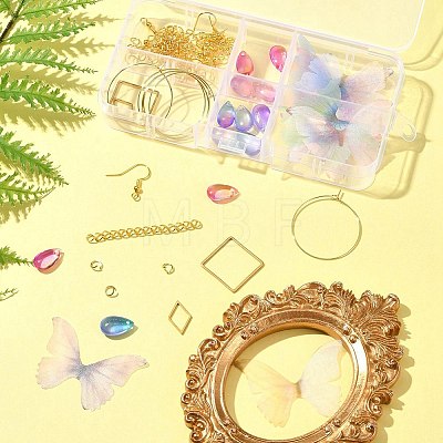 DIY Polyester Butterfly & Stainless Steel Dangle Earring Making Kits DIY-FS0006-32-1