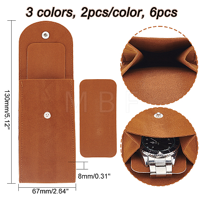  6Pcs 3 Colors Double-Sided Velvet Watch Bag Package TP-NB0001-50-1
