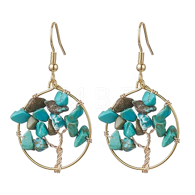 Natural Mixed Stone Chips Dangle Earrings EJEW-JE05726-1