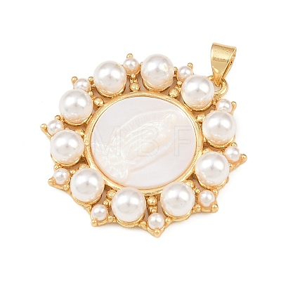 Natural White Shell Flower Pendants KK-F919-45G-1