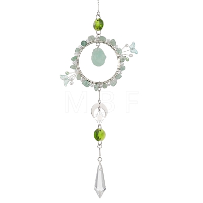 Natural Green Aventurine & Glass Suncatcher HJEW-TA00454-03-1