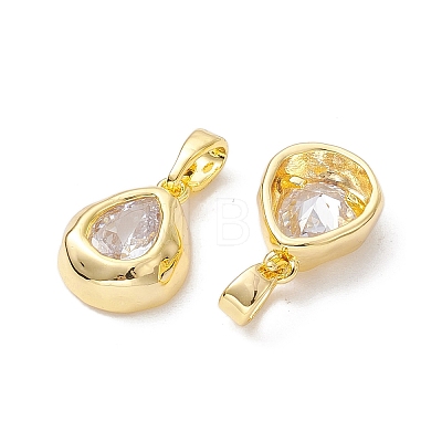 Brass Micro Pave Clear Cubic Zirconia Charms KK-K360-14G-1