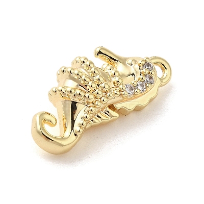 Marine Animal Theme Golden Brass Micro Pave Clear Cubic Zirconia Pendants KK-U031-01G-04-1