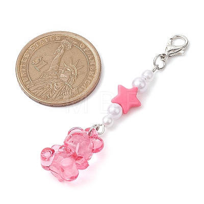 Transparent Acrylic Bear Star Pendant Decoraton X1-HJEW-JM02025-1