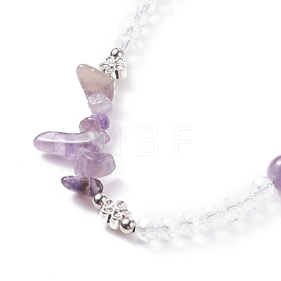 Natural Amethyst Chip Beaded Necklace with Wing NJEW-TA00022-01-1