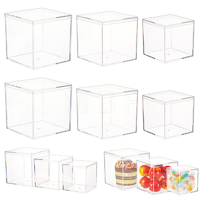  12Pcs 3 Styles Square Transparent Plastic Acrylic Minifigures Display Case AJEW-NB0005-74-1
