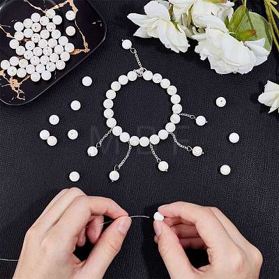 Frosted Round Natural Magnesite Beads Strands G-AR0003-23-1
