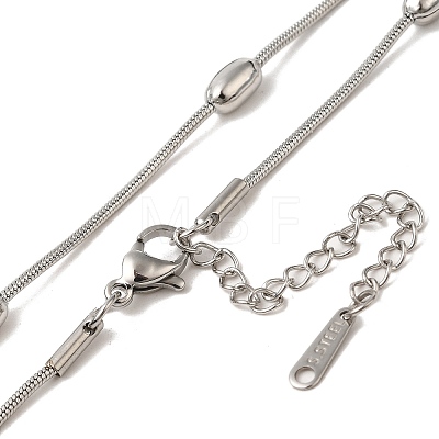 304 Stainless Steel Oval Snake Chain Necklaces NJEW-H046-03P-1