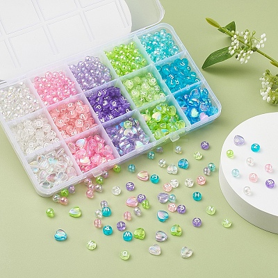 800Pcs 3 Style 5 Colors Transparent Acrylic Beads TACR-YW0001-45-1