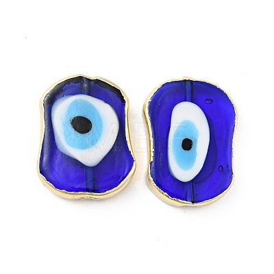 Rack Plating Handmade Evil Eye Lampwork Beads KK-F838-03C-G-1