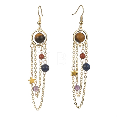 Natural Gemstone Dangle Earrings EJEW-TA00257-1