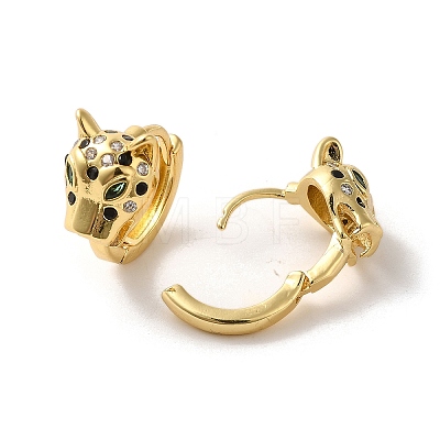 Leopard Head Brass Hoop Earrings EJEW-Q797-06C-G-1