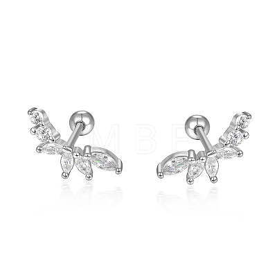 S925 Sterling Silver Clear Cubic Zirconia Stud Earrings JF7438-2-1