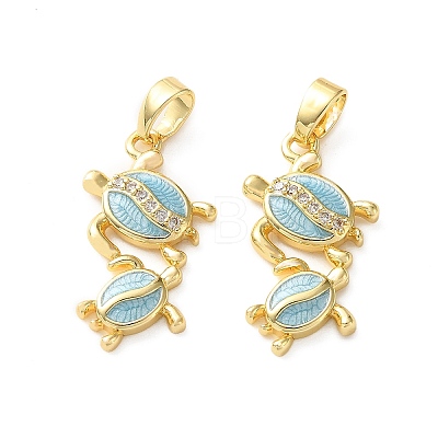 Brass Micro Pave Clear Cubic Zirconia Pendants CU-CBA2554-09G-02-1