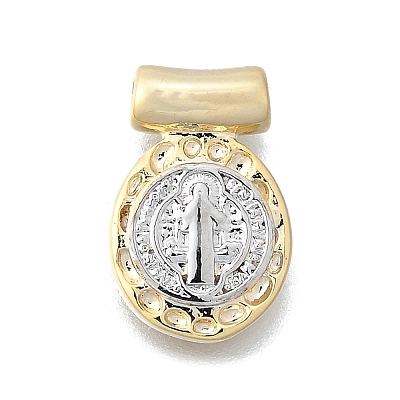 Religion Theme Brass Hammered Pendants KK-V010-09GP-05-1