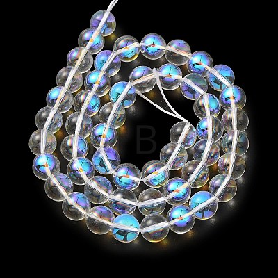 Transparent Electroplate Glass Beads Strands GLAA-T032-T8mm-C14-1