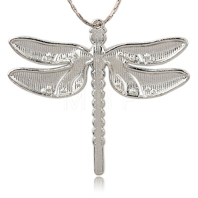 Platinum Alloy Enamel Dragonfly Big Pendants ENAM-J033-02P-1
