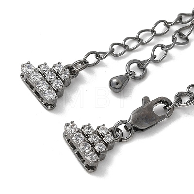 Brass Micro Pave Cubic Zirconia Chain Extender with Glass KK-U052-20B-1