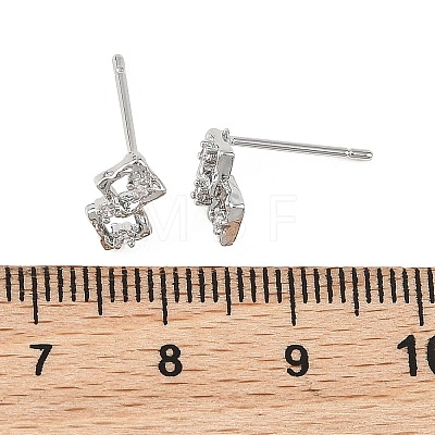 SHEGRACE Brass Micro Pave Clear Cubic Zirconia Stud Earring XGRQ4N558-729P-1