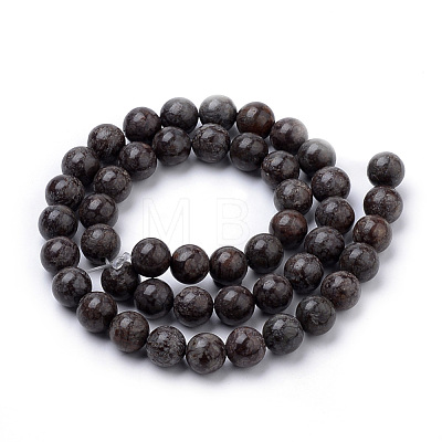 Natural Brown Snowflake Obsidian Beads Strands G-S259-12-8mm-1
