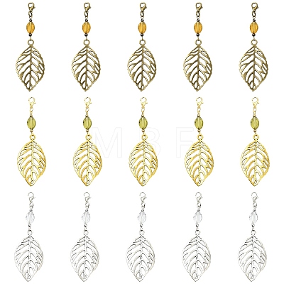 6Pcs Alloy & Glass Pendant Decorations HJEW-YW00328-01-1
