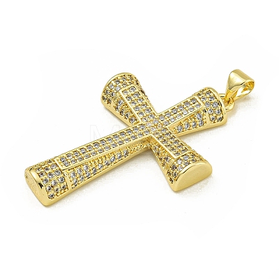 Rack Plating Brass Pave Cubic Zirconia Pendants KK-U029-02G-01-1