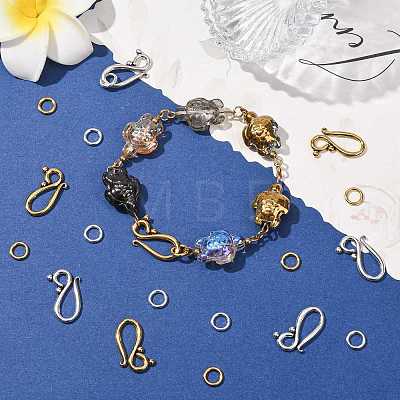 30Pcs 2 Colors Tibetan Style Hook and Eye Clasps FIND-FS0005-27-1