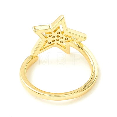 Clear Cubic Zirconia Star Open Cuff Ring for Women ZIRC-P096-12G-1