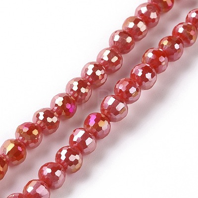 Electroplate Opaque Solid Color Glass Beads Strands X-GLAA-E036-11E-1