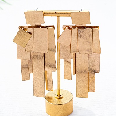 Rectangle Alloy Dangle Stud Earrings FS-WG72D3D-01-1