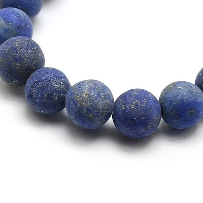 Natural Frosted Lapis Lazuli Round Bead Strands G-M064-4mm-08-1