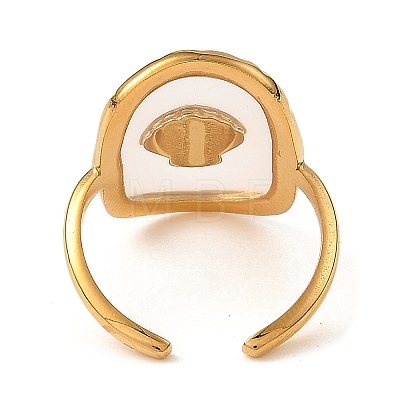 Oval with Shell Shape Resin Finger Rings STAS-Z101-07G-02-1