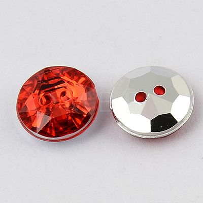2-Hole Taiwan Acrylic Rhinestone Flat Round Buttons BUTT-F015-21mm-03-1