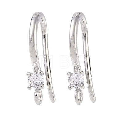 Brass Micro Pave Cubic Zirconia Earring Hooks KK-U008-09P-1