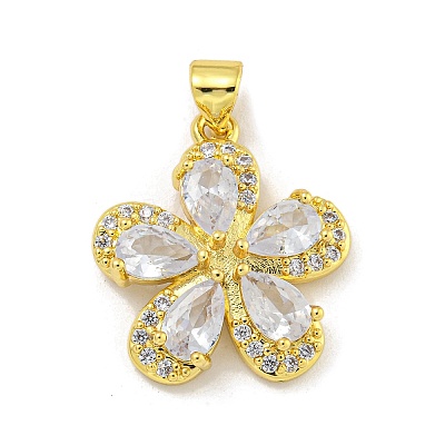 Rack Plating Brass Micro Pave Cubic Zirconia Pendants KK-G513-93G-1