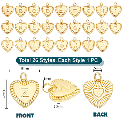 26Pcs 26 Styles Brass Initial Pendants KK-PH0014-80-1