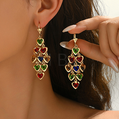 Heart Brass Tassel Hoop Earrings LC3720-2-1