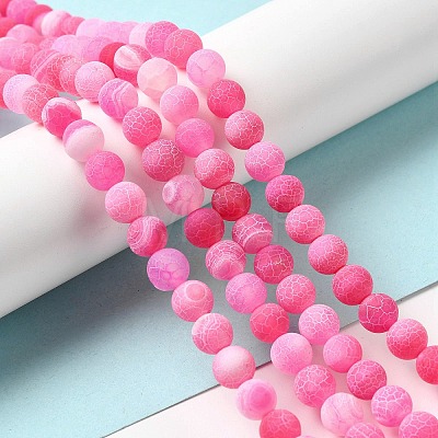 Natural Crackle Agate Beads Strands G-G055-8mm-1-1